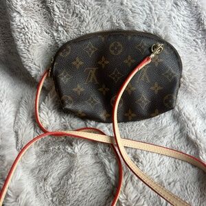 Authentic Louis Vuitton Crossbody Pouch Clutch Bag- Generic Vachetta Strap